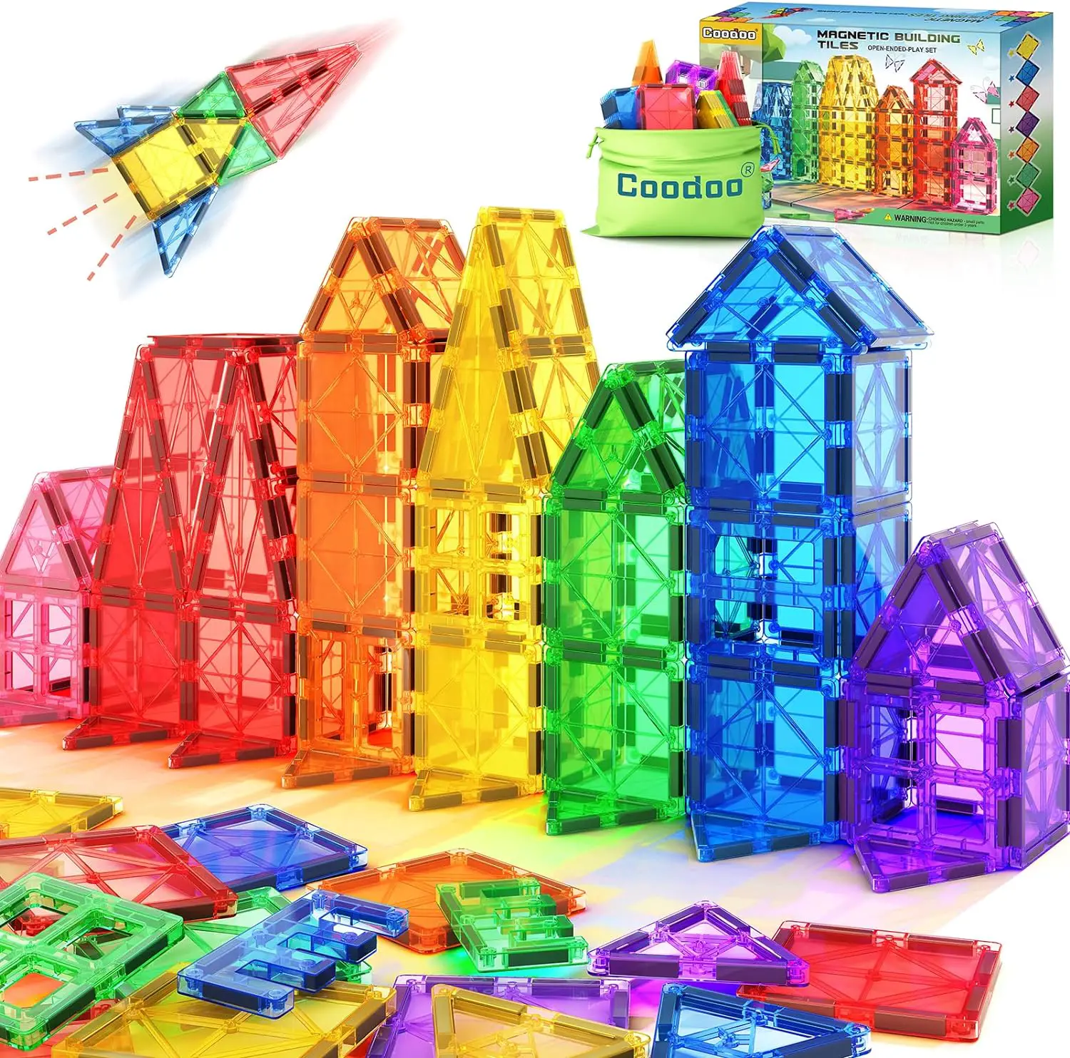 Kids Toys Magnetic Tiles Starter Set, Magnetic Blocks for Toddlers Magnet Building Toys Preschool Montessori Learning Games for 3+ Year Old Boys  Girls, Creative Classroom Supplies